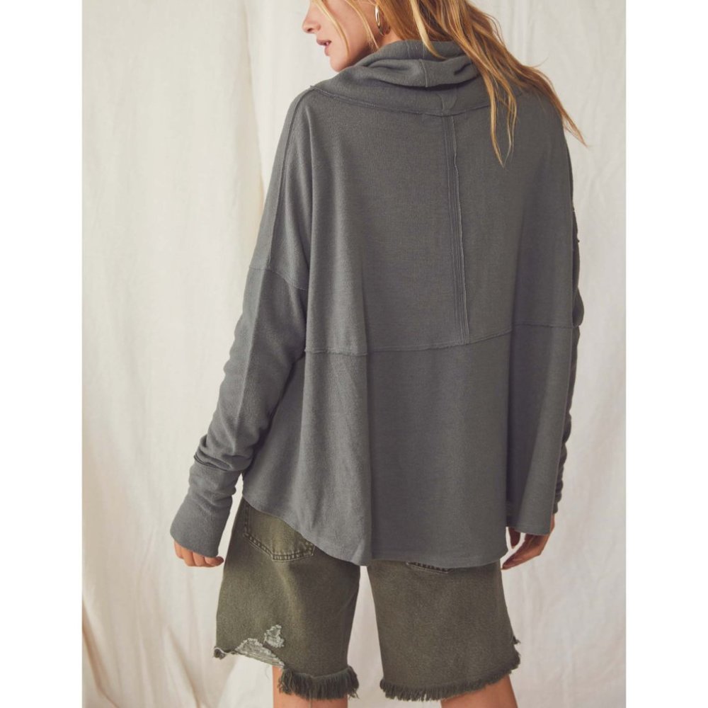 NWT Free People Cozy Time Funnel Top / Pine - Picture 2 of 5